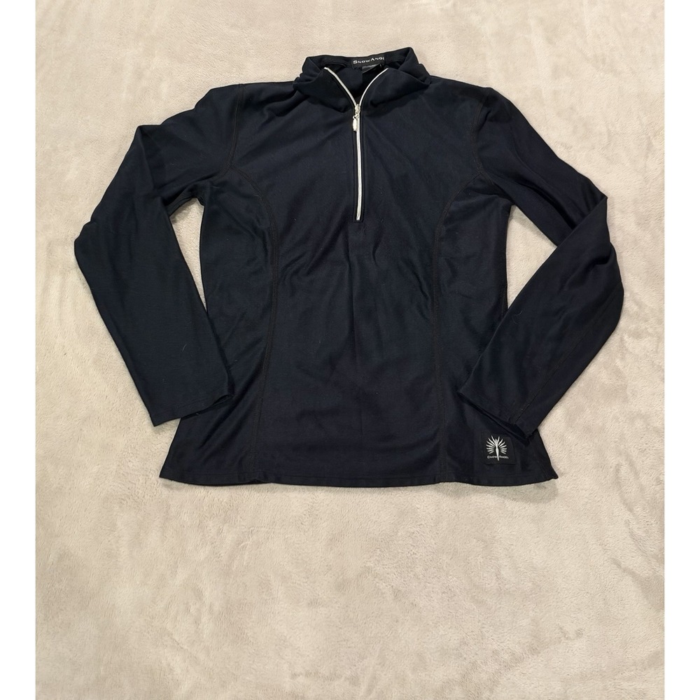 Snow Angel Black Quarter Zip Base Layer Long Sleeve Shirt Lightweight Women’s S